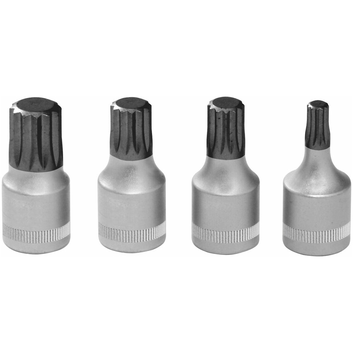 Sats med flertands skruvdragarhylsor, 1/4 tum fyrkant 4 delar