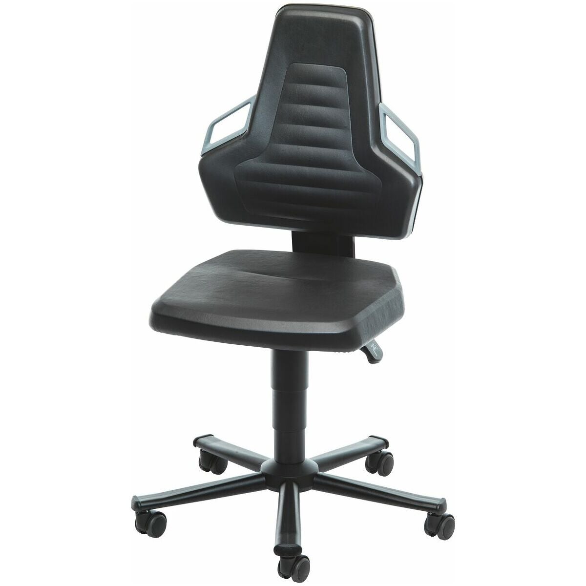 Arbetssnurrstol, konstläder, med hjul, låg BLACK