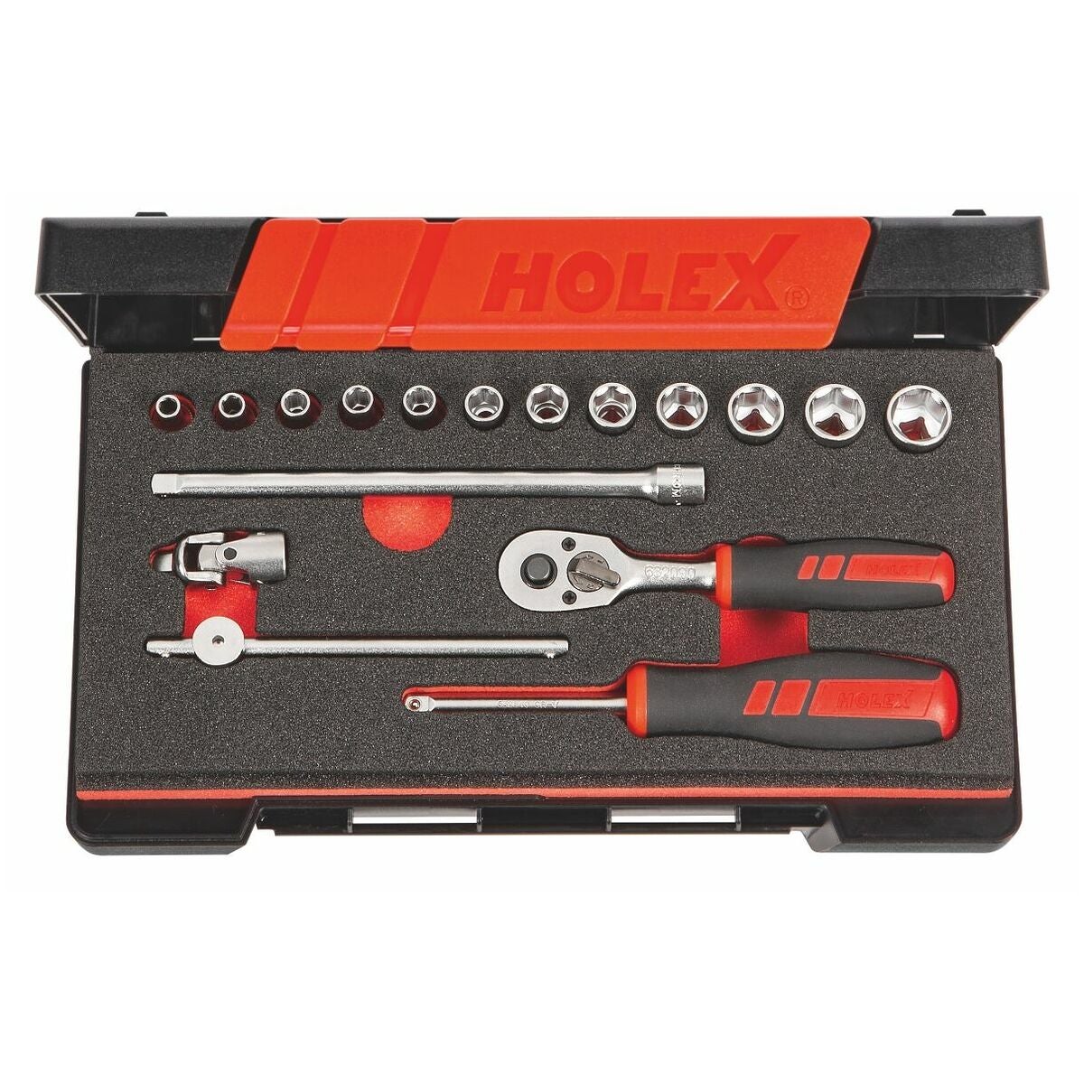 Hylsnyckelsortiment 1/4 tum fyrkant 17 delar 6