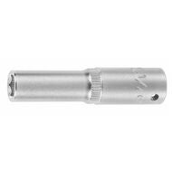 Sexkantinsats 1/4 tum, lång utförande med tumdimensioner 1/4 tuuma