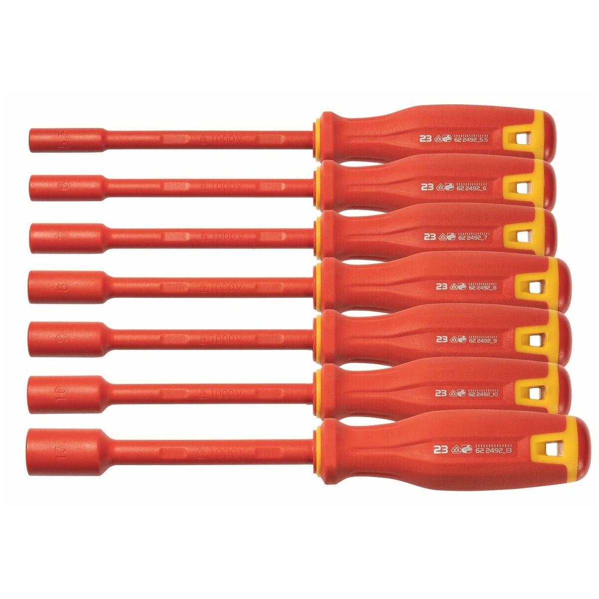 Hylsnyckelsats med 2K-Haptoprene-handtag isolerad