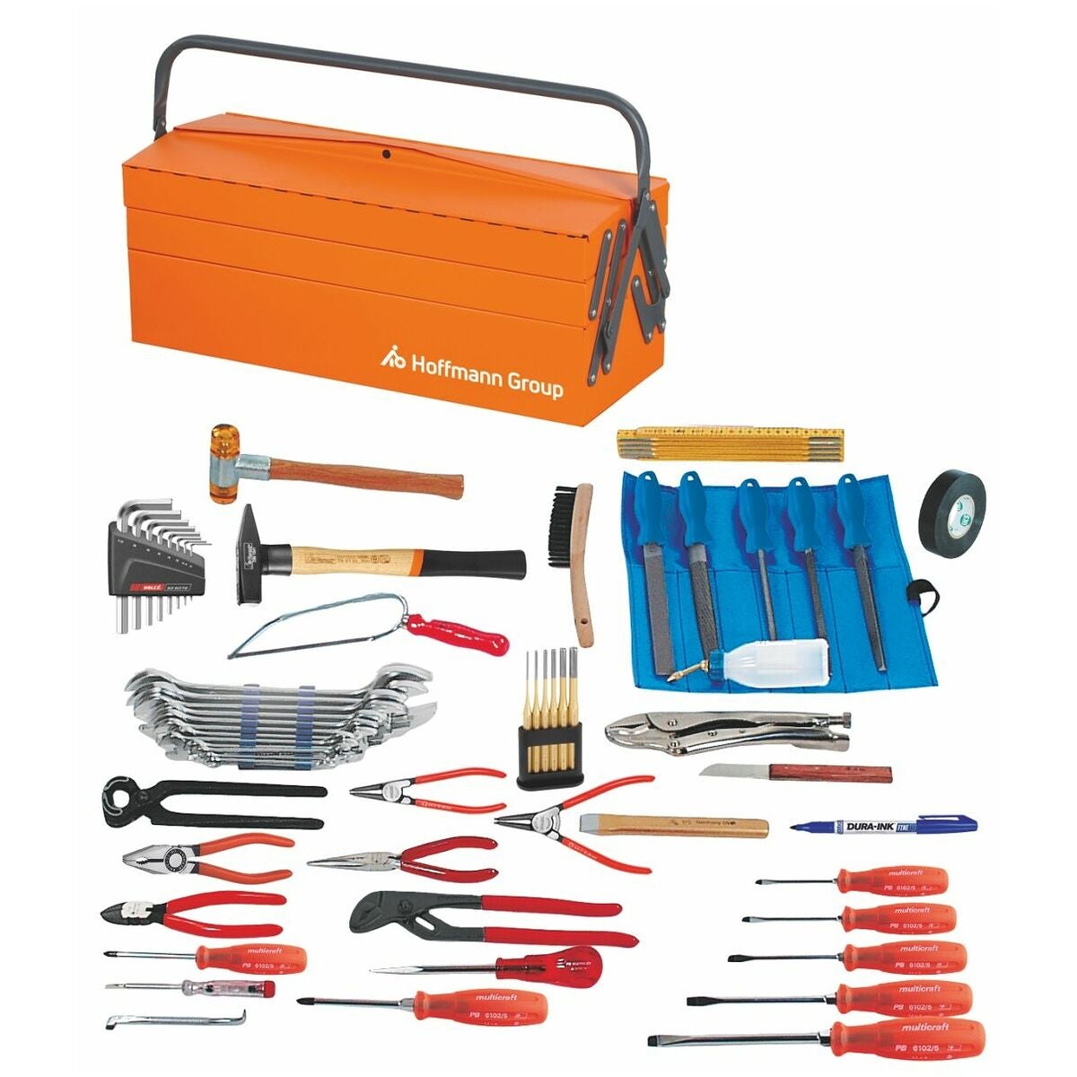 Monteringsverktygssats, 59 delar med stålplåts-verktygslåda