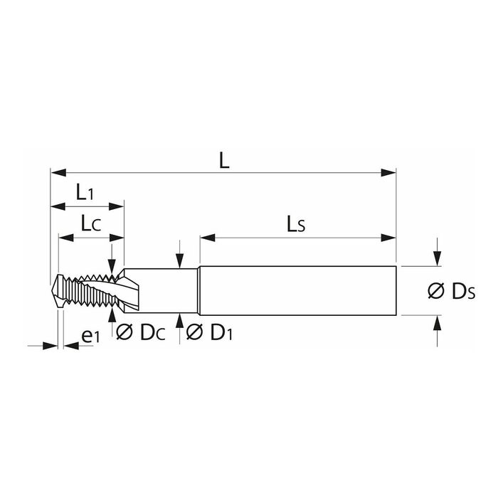 Borrande gängfräsar 1,5×D M4