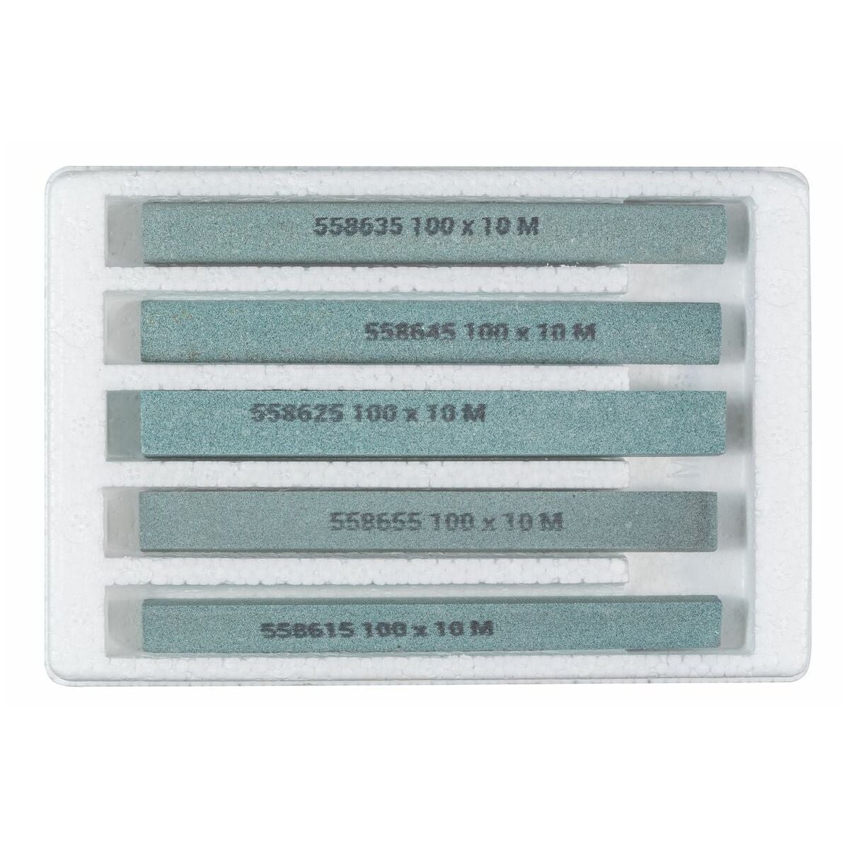 Slätfilsortiment, 5 delar, kiselkarbid, i plastbox