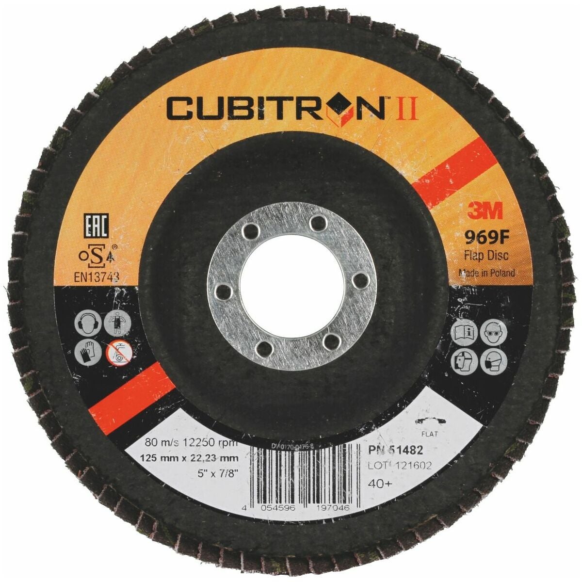 Lamellslipskiva 969F Cubitron™ II, glasfibervävrondell plan ⌀ 115 mm