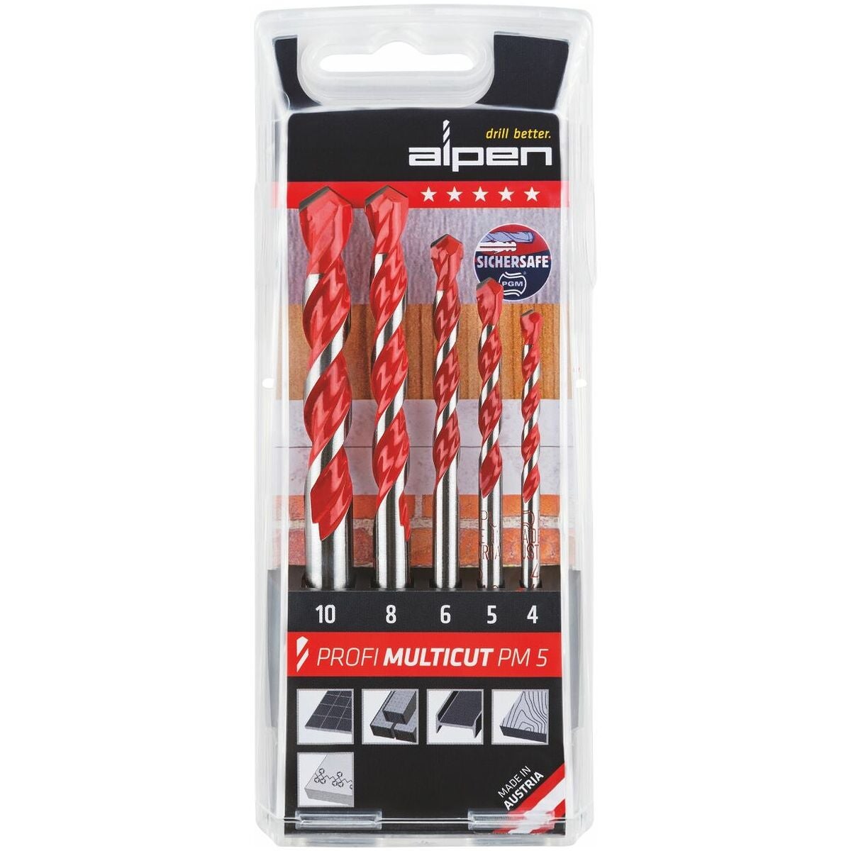 Sats med universalborr av hårdmetall