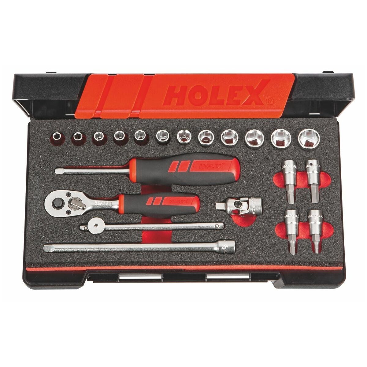 Hylsnyckelsortiment 1/4 tum fyrkant 21 delar 6