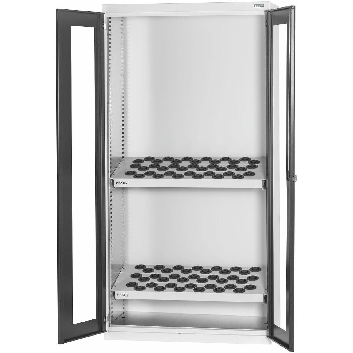 CNC-skåp komplett med verktygshållare, med fönsterförsedda dörrar