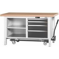 Arbetsbänk med åkanordning, höjd 850 mm med Multiplex-bokskiva 20×20G